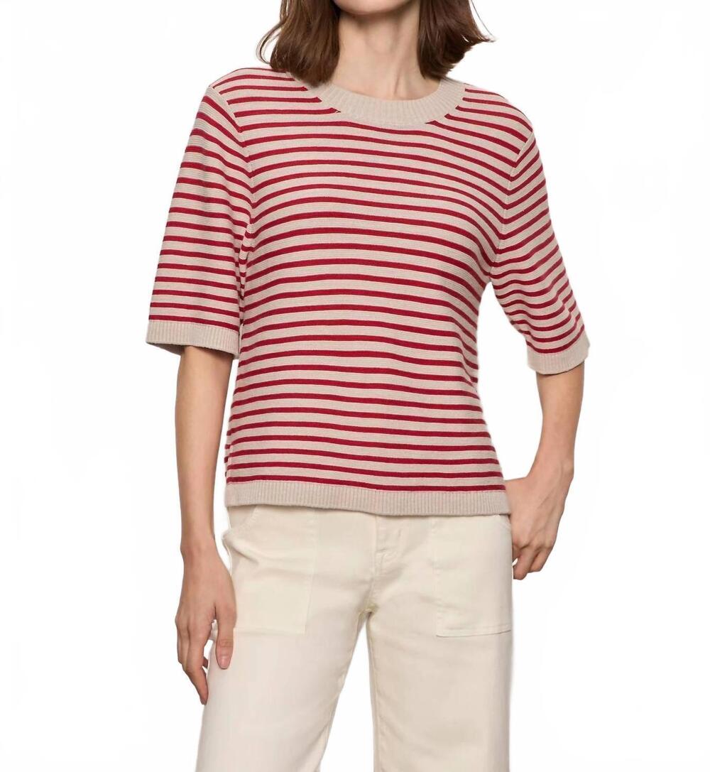 NEW SANCTUARY crew neck sweater tee in opal raspberry stripe